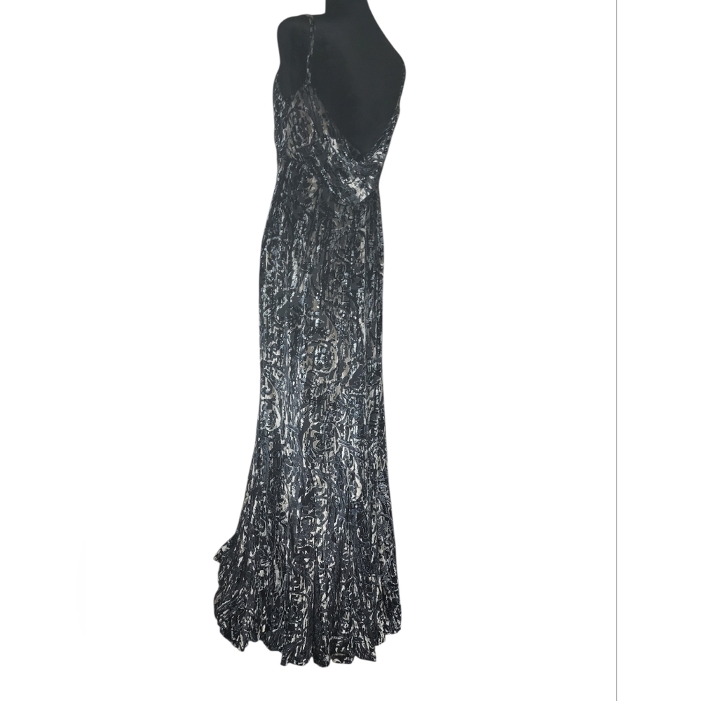 Badgley Mischka Printed Formal Dress, Womens 8 - Picture 6 of 13